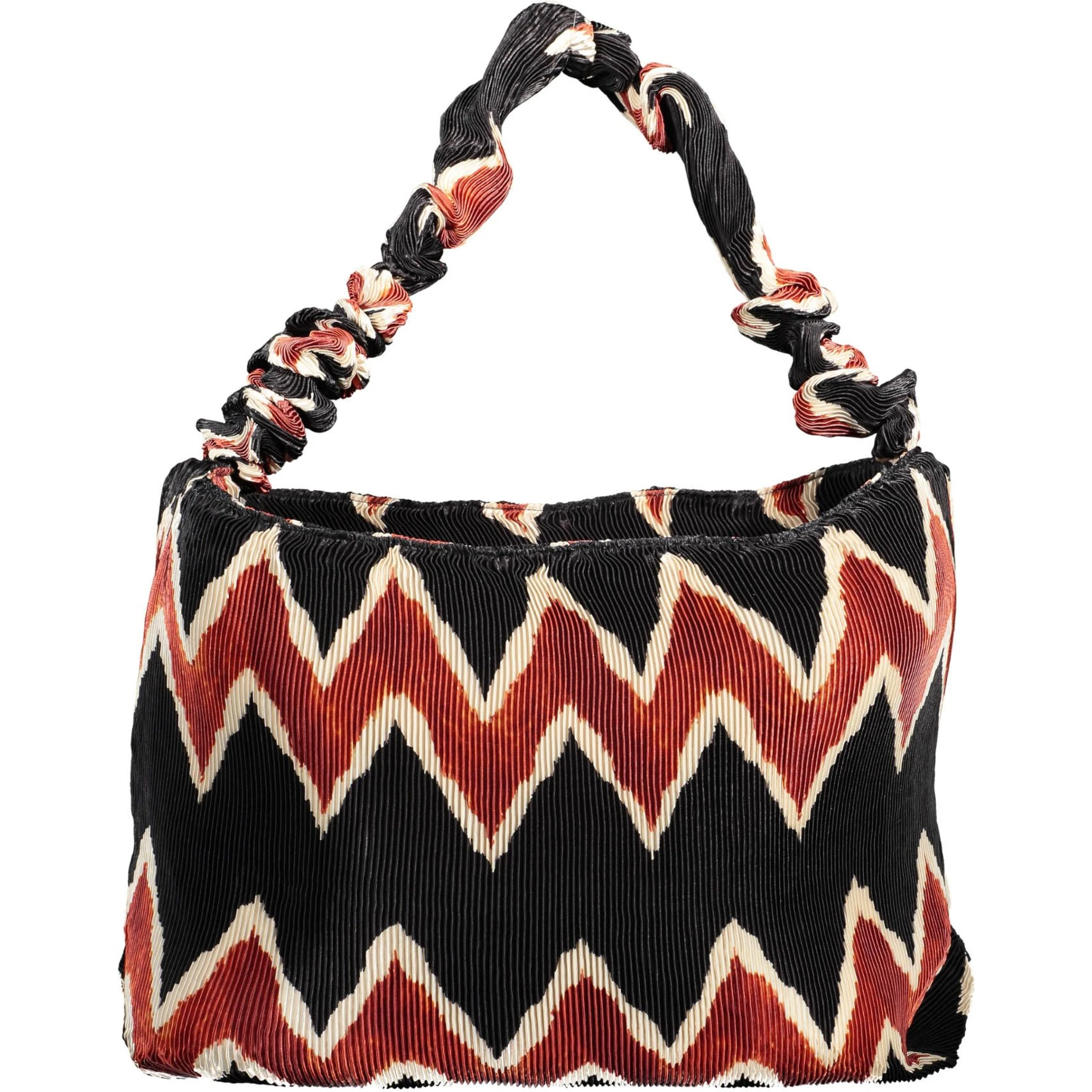Pleated hobo shoulder bag with a zigzag pattern