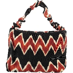 Pleated hobo shoulder bag with a zigzag pattern