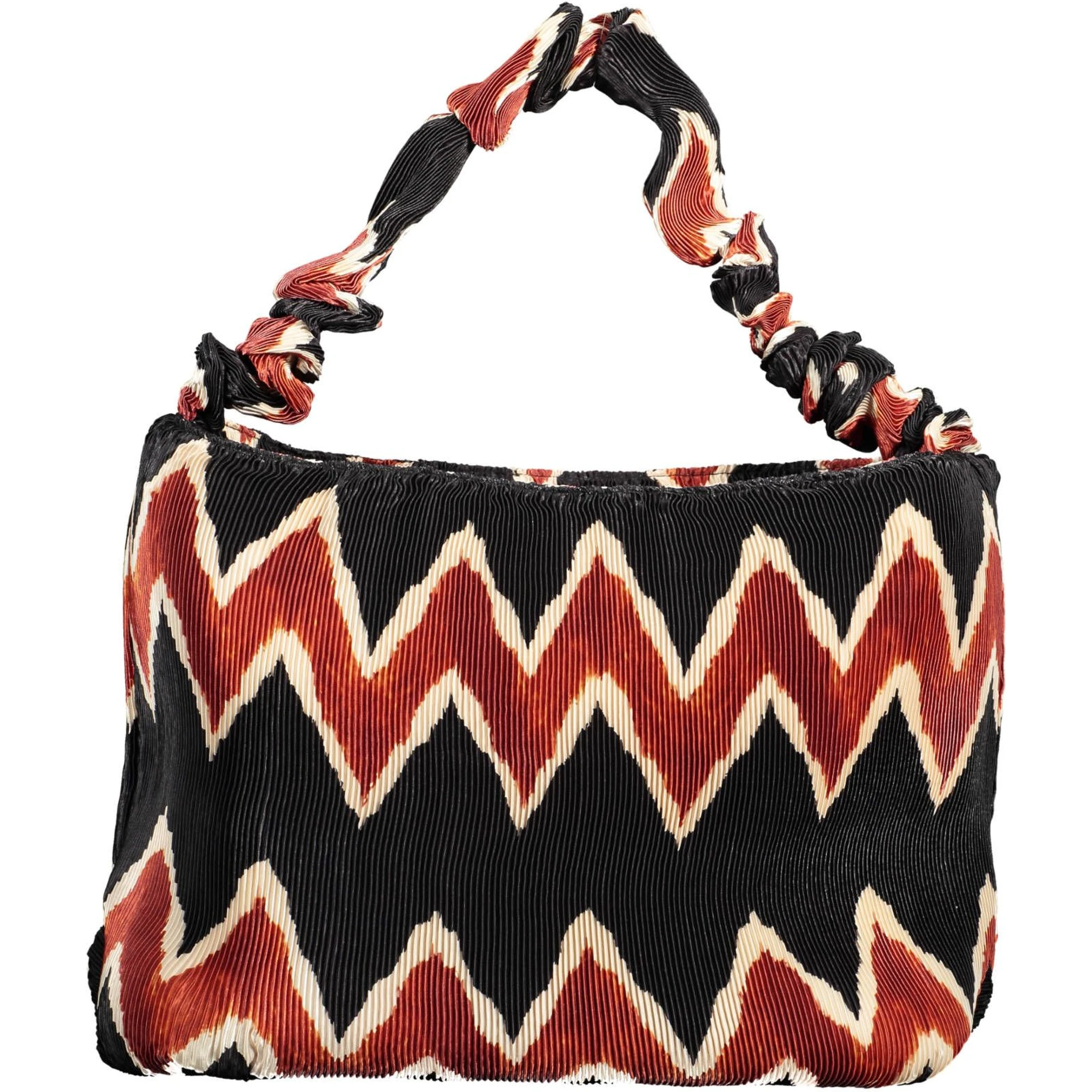 Pleated hobo shoulder bag with a zigzag pattern