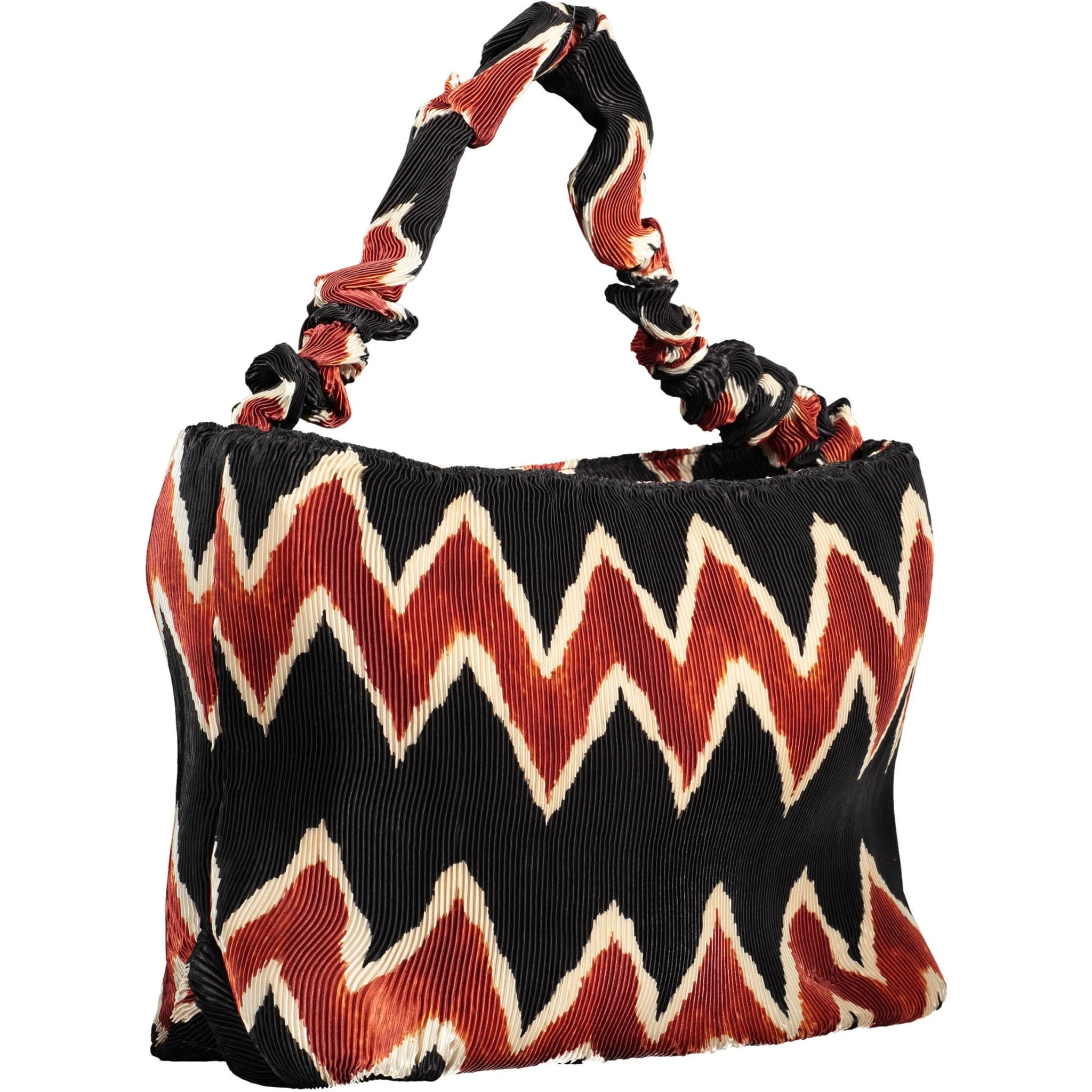 Pleated hobo shoulder bag with a zigzag pattern