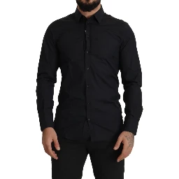 Black Cotton GOLD Slim Fit Dress Shirt