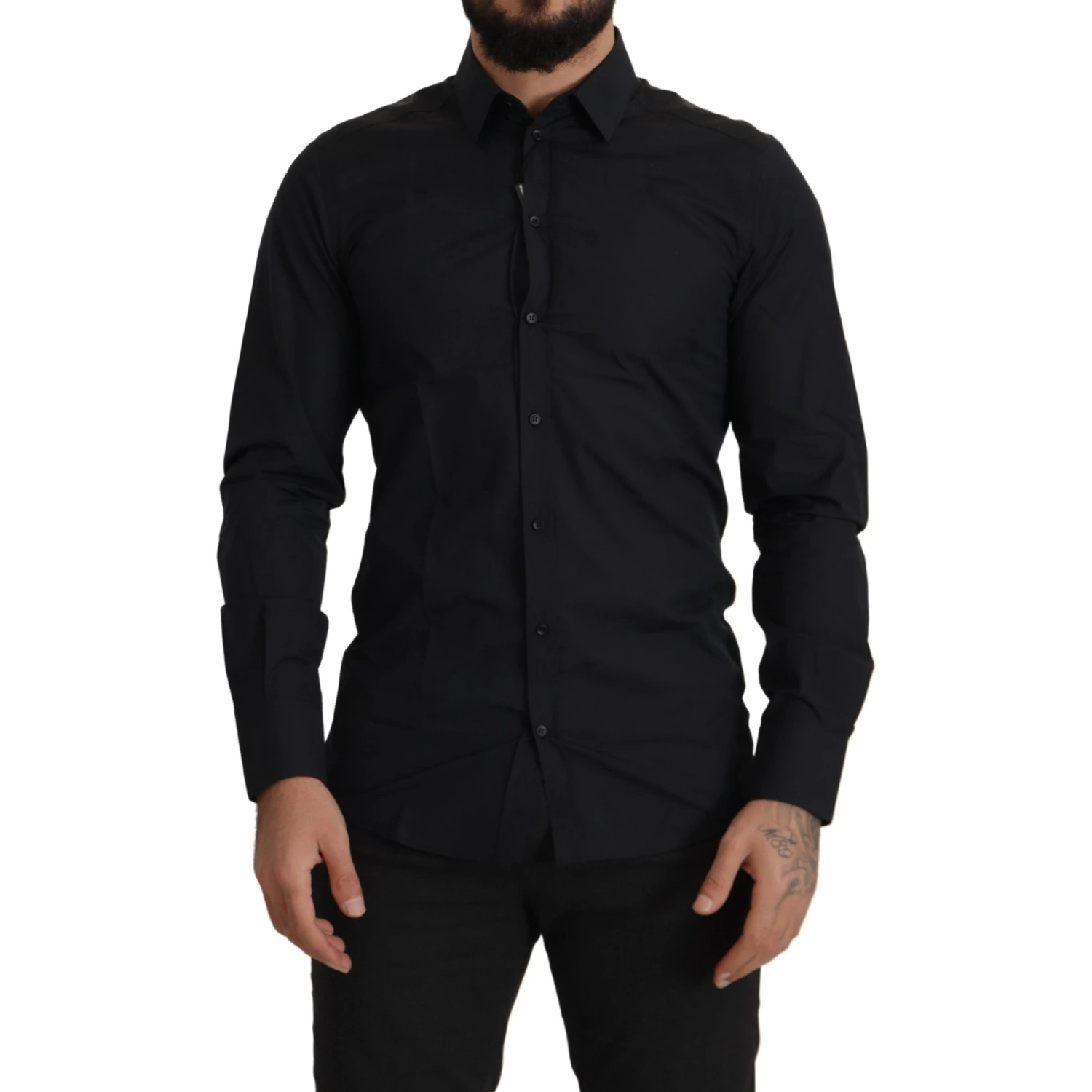 Black Cotton GOLD Slim Fit Dress Shirt