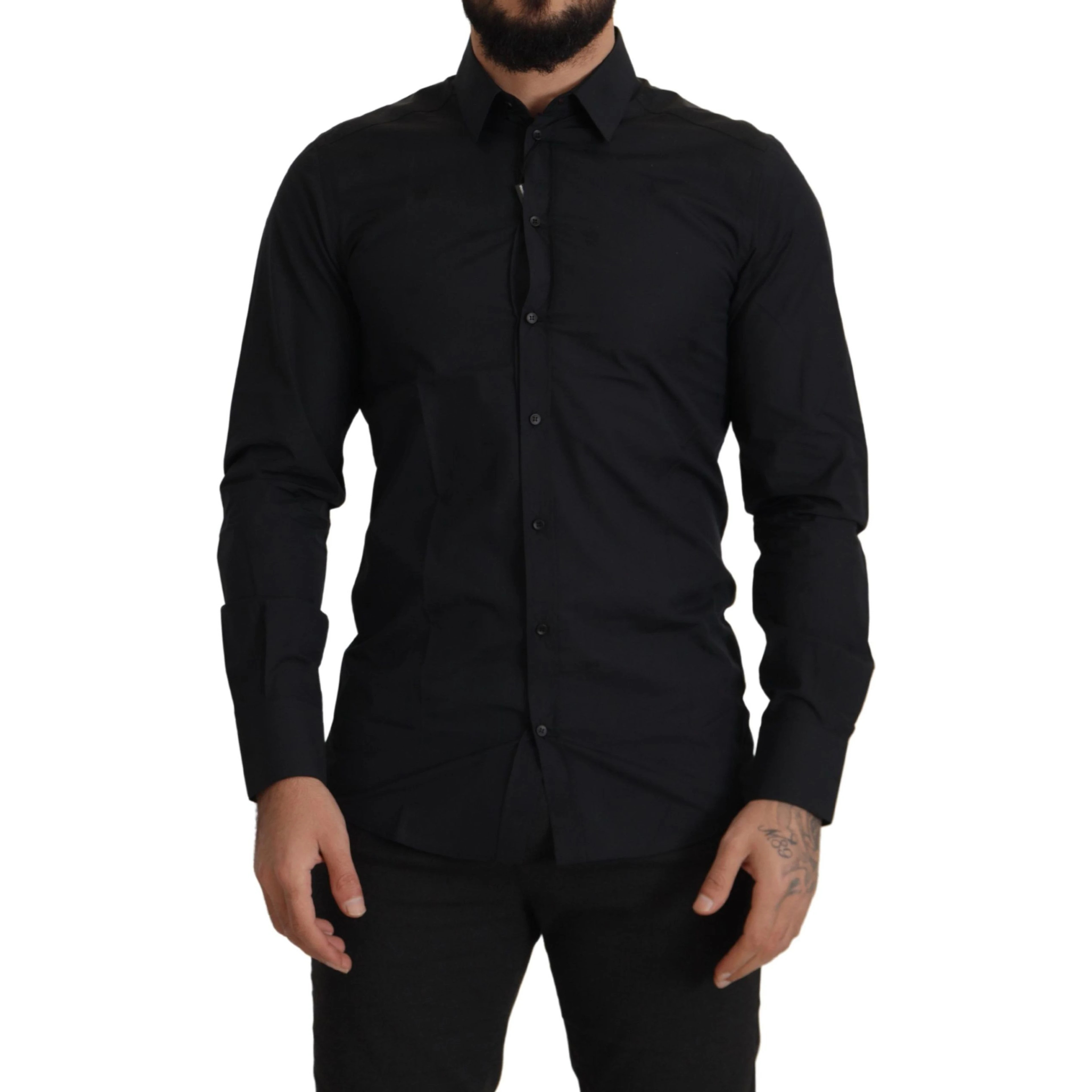 Black Cotton GOLD Slim Fit Dress Shirt