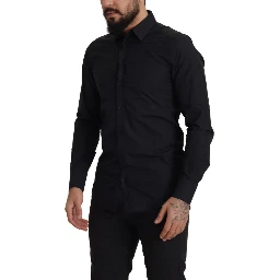Black Cotton GOLD Slim Fit Dress Shirt