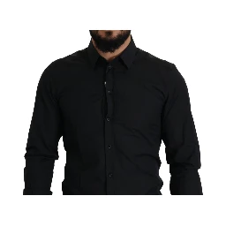 Black Cotton GOLD Slim Fit Dress Shirt