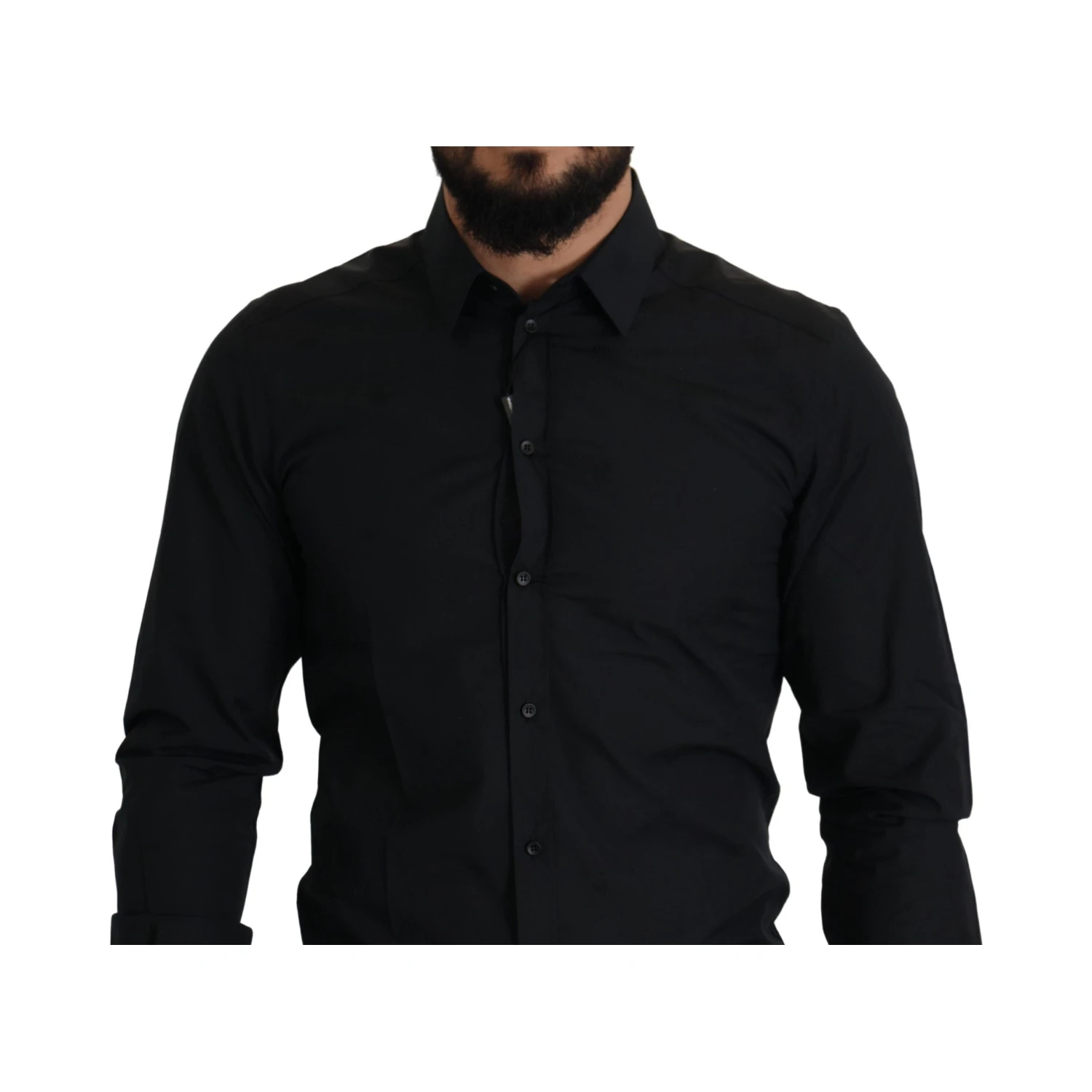 Black Cotton GOLD Slim Fit Dress Shirt