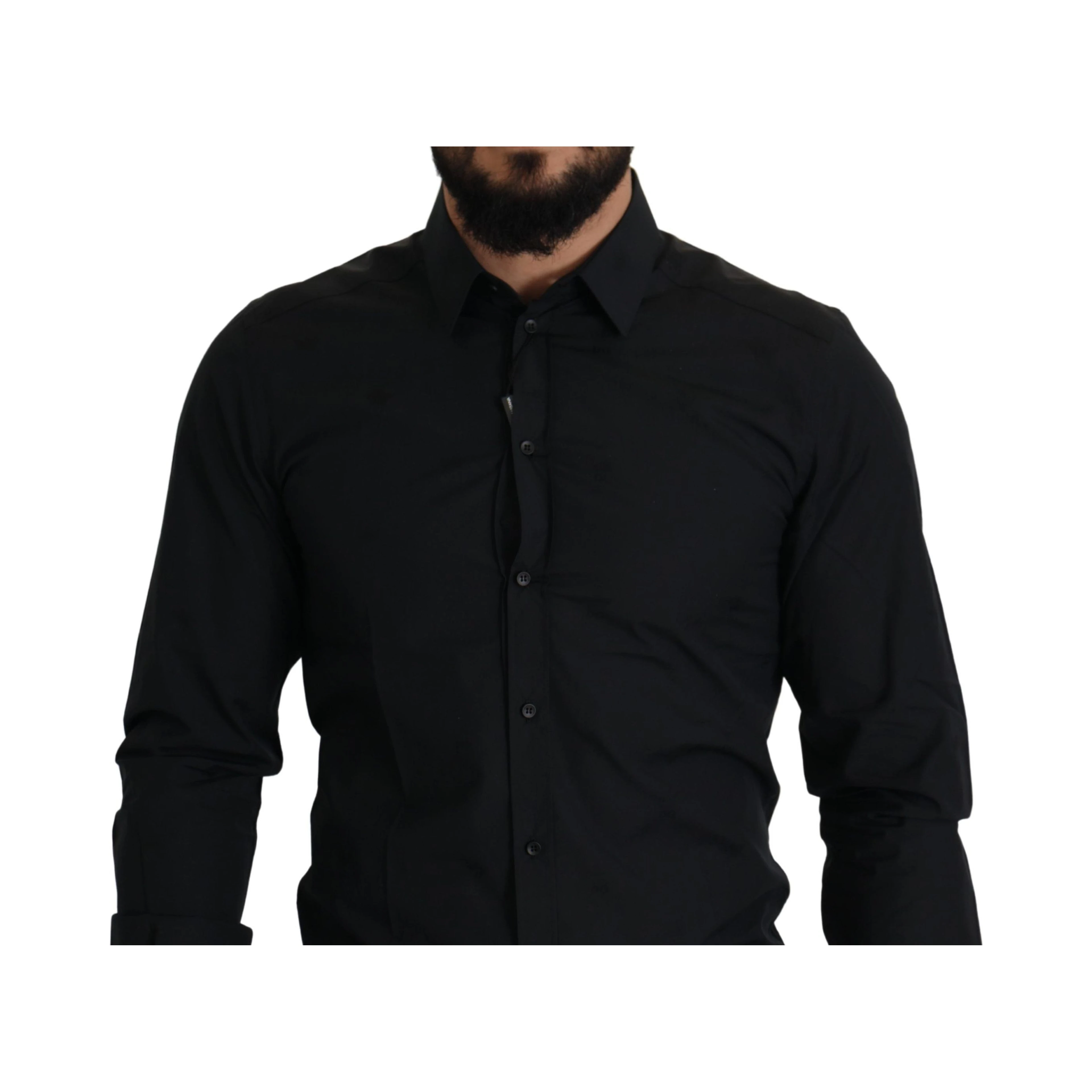 Black Cotton GOLD Slim Fit Dress Shirt