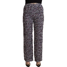 Black High Waist Printed Straight Pants