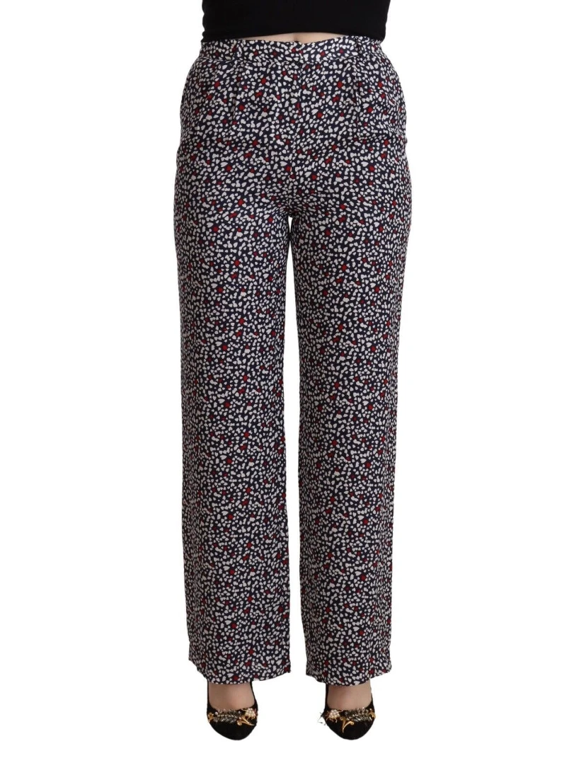 Black High Waist Printed Straight Pants