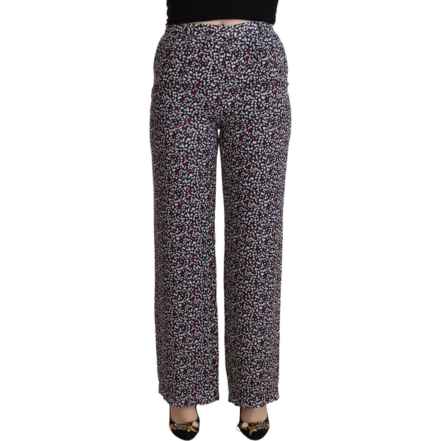 Black High Waist Printed Straight Pants