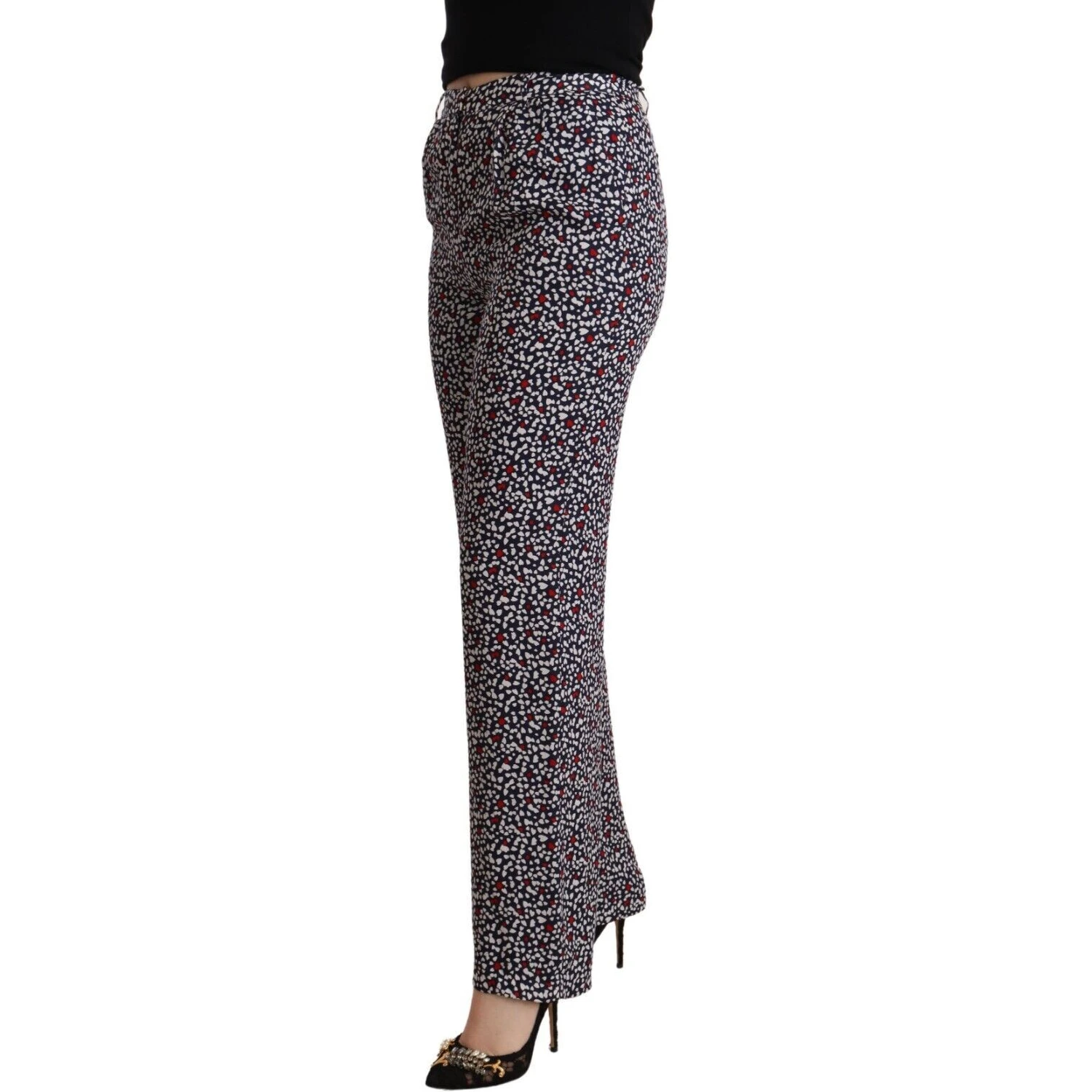 Black High Waist Printed Straight Pants