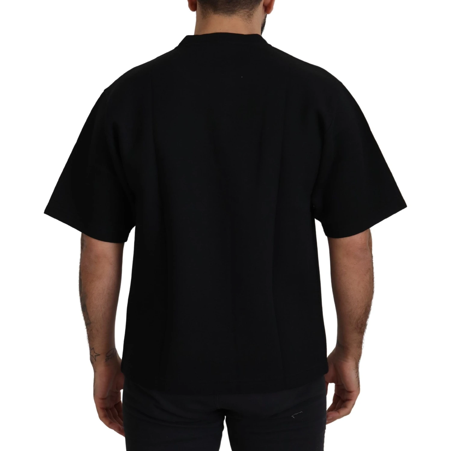 Black Logo Cotton Crewneck T-shirt
