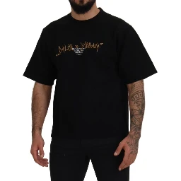 Black Logo Cotton Crewneck T-shirt