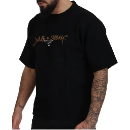 Black Logo Cotton Crewneck T-shirt