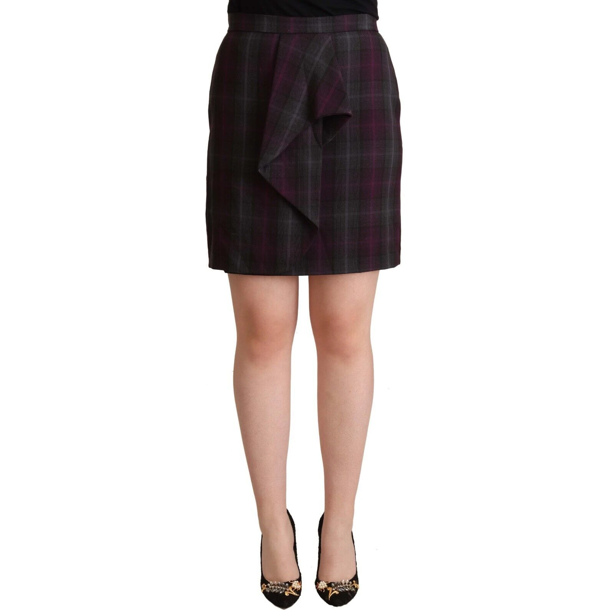 Multicolor Checkered Ruffle High Waist Mini Skirt