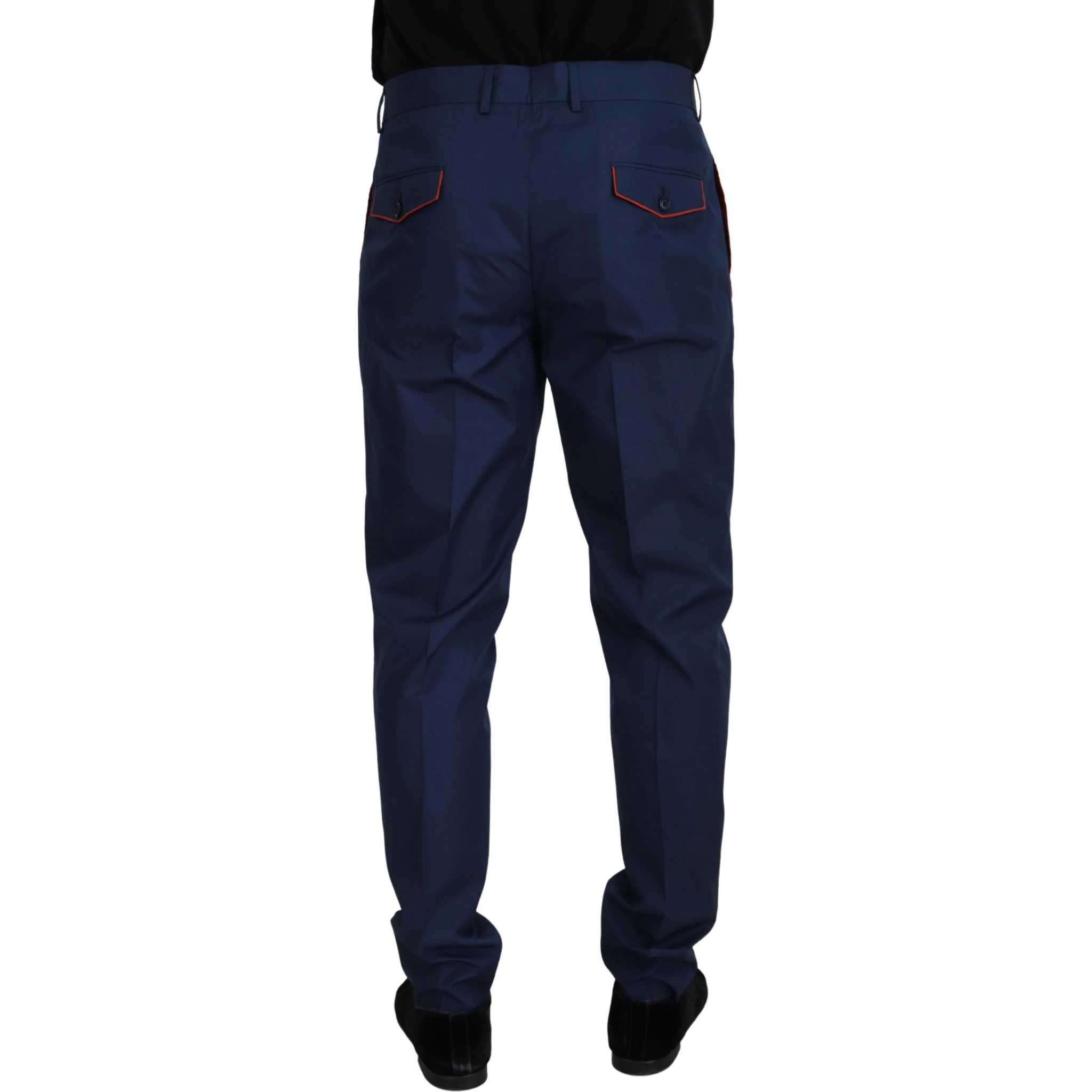 Blue Cotton Silk Trousers Chinos Pants