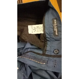 Blue Cotton Silk Trousers Chinos Pants