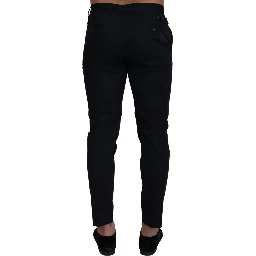 Blue Stretch Cotton Slim Trousers Chinos Pants