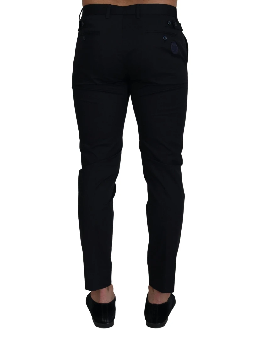 Blue Stretch Cotton Slim Trousers Chinos Pants