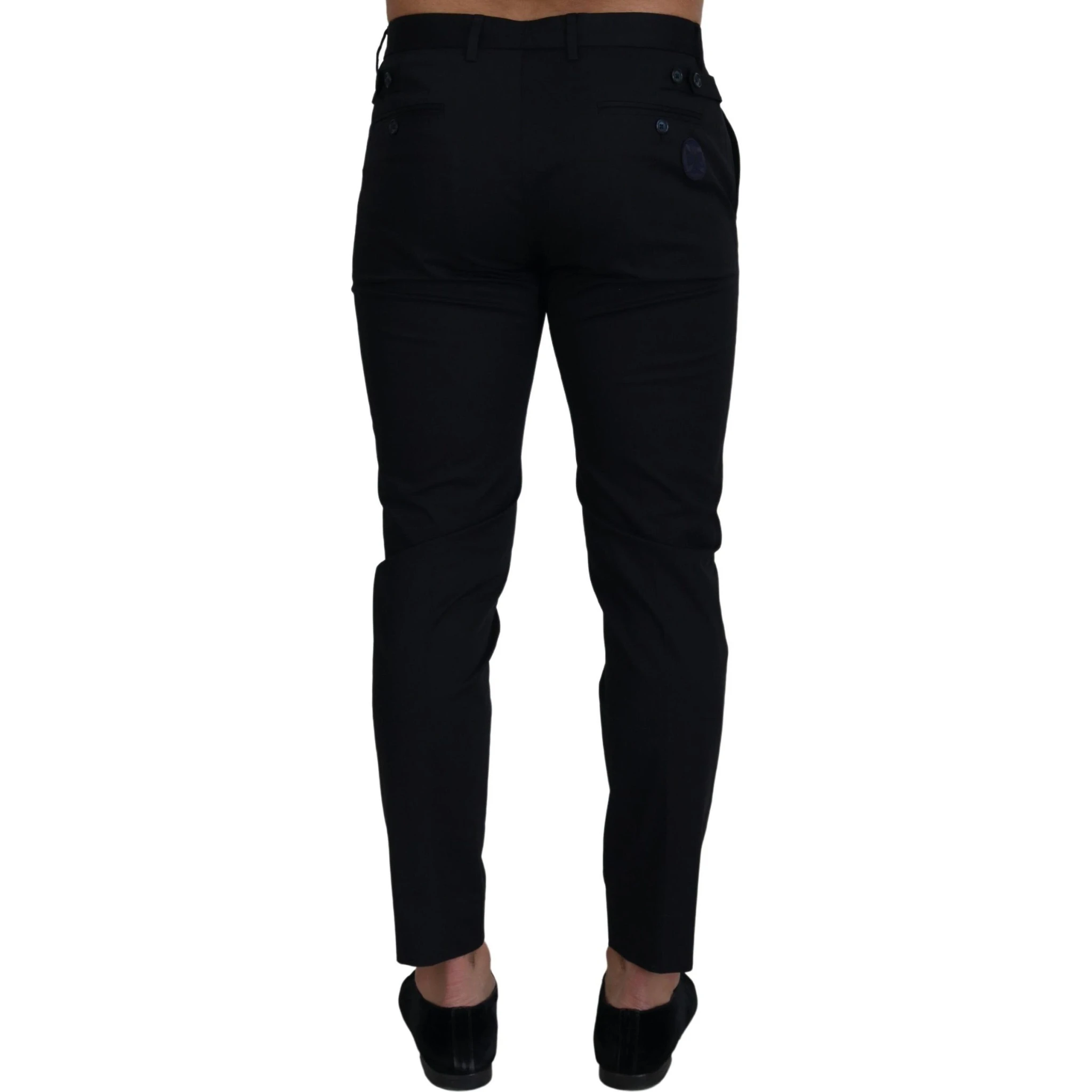 Blue Stretch Cotton Slim Trousers Chinos Pants