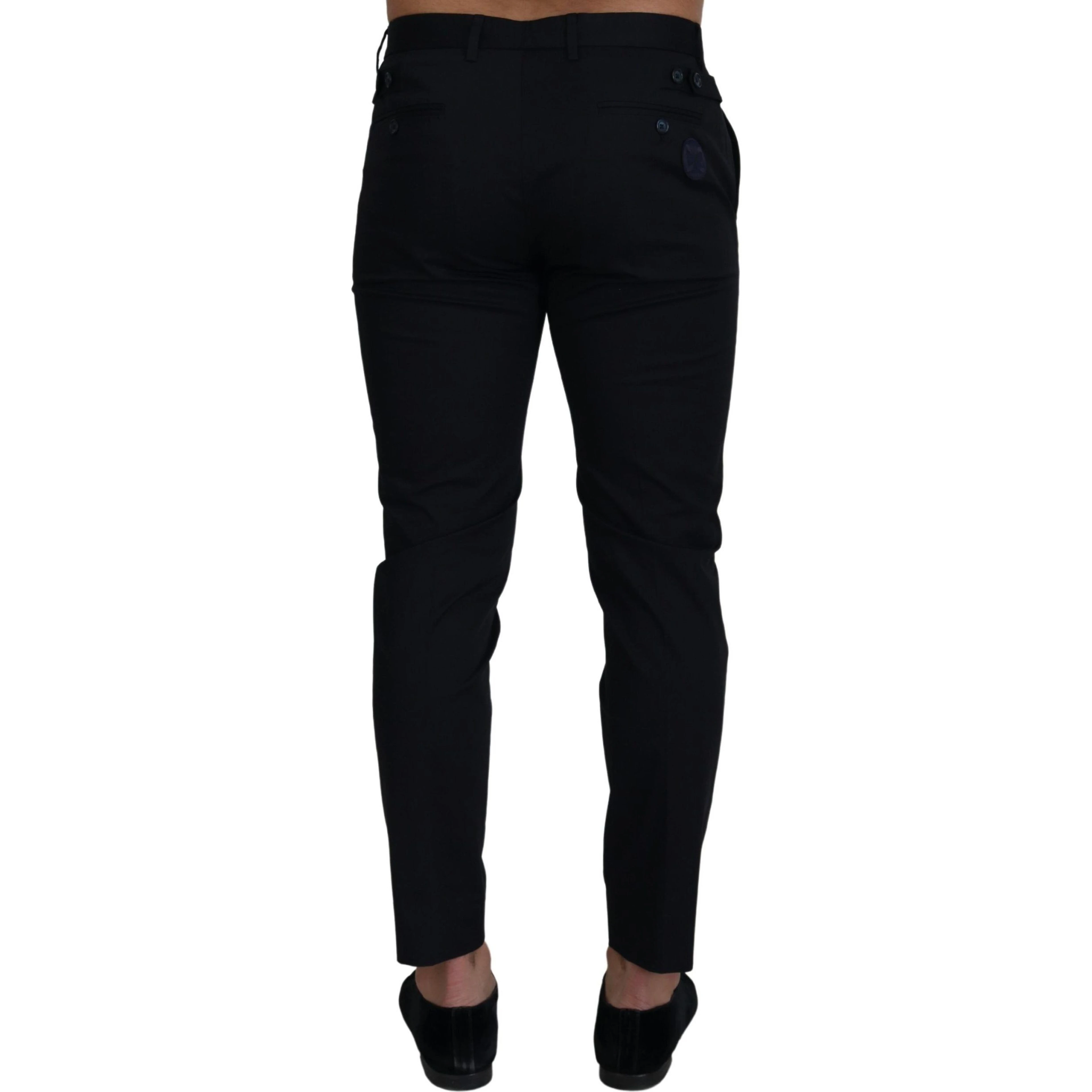 Blue Stretch Cotton Slim Trousers Chinos Pants