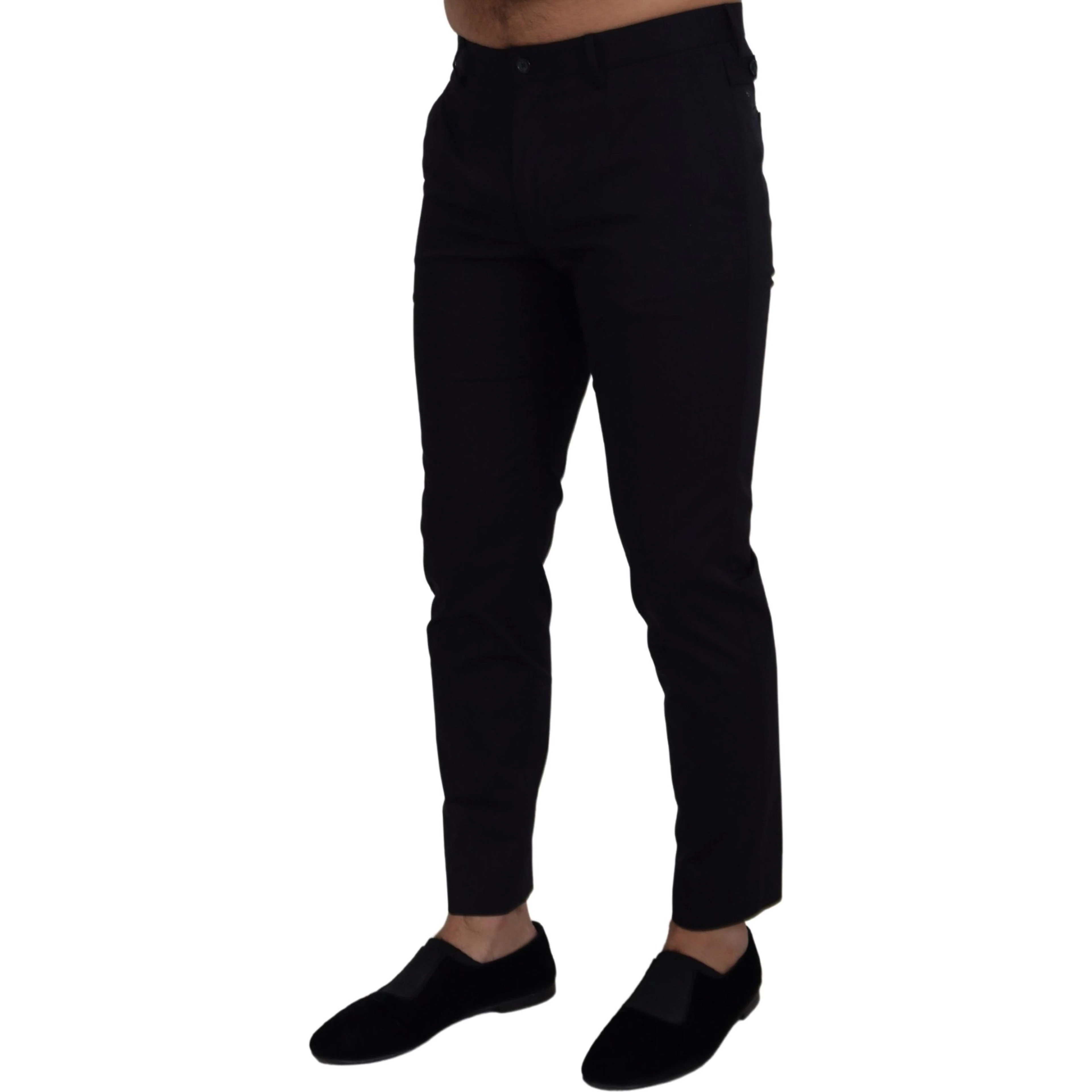 Blue Stretch Cotton Slim Trousers Chinos Pants