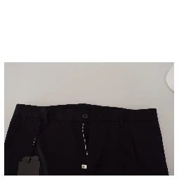 Blue Stretch Cotton Slim Trousers Chinos Pants