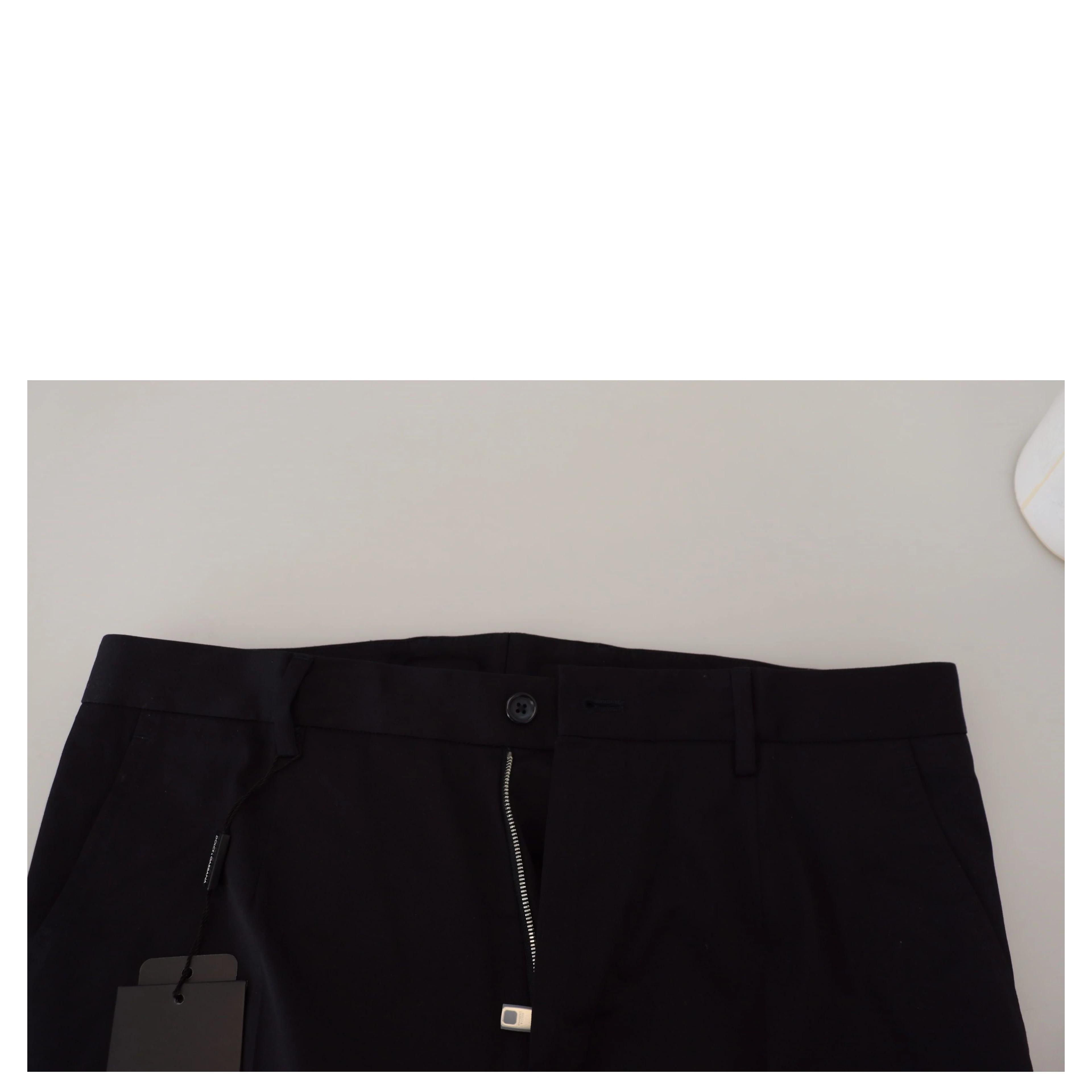 Blue Stretch Cotton Slim Trousers Chinos Pants