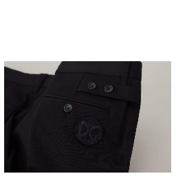 Blue Stretch Cotton Slim Trousers Chinos Pants