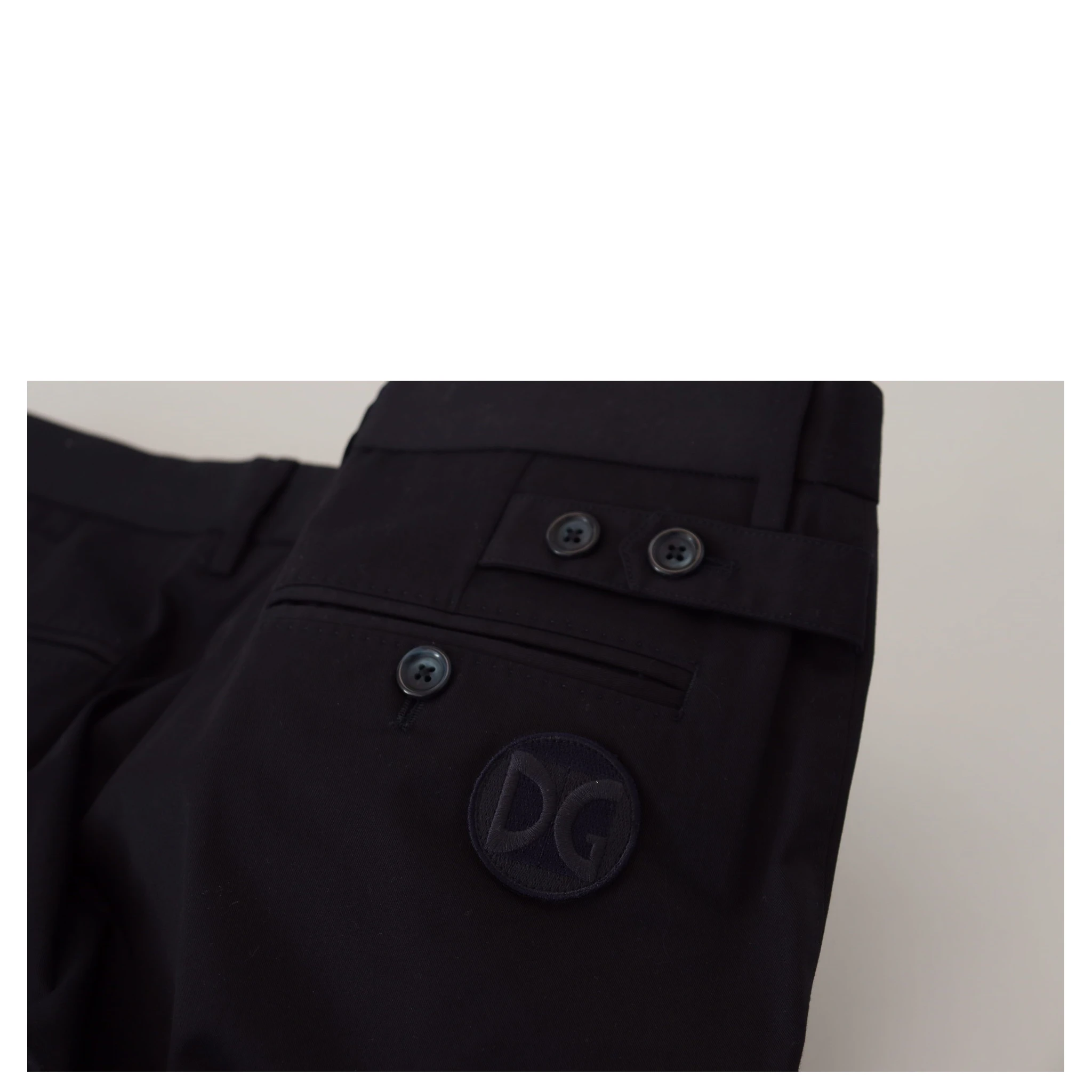 Blue Stretch Cotton Slim Trousers Chinos Pants