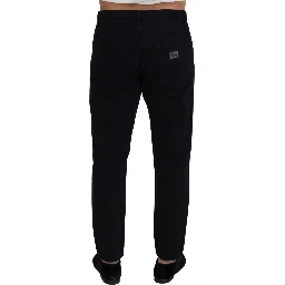 Black Loose Regular Torn Cotton Jeans