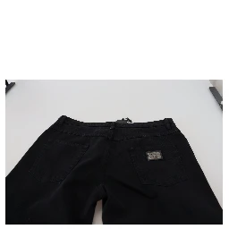 Black Loose Regular Torn Cotton Jeans