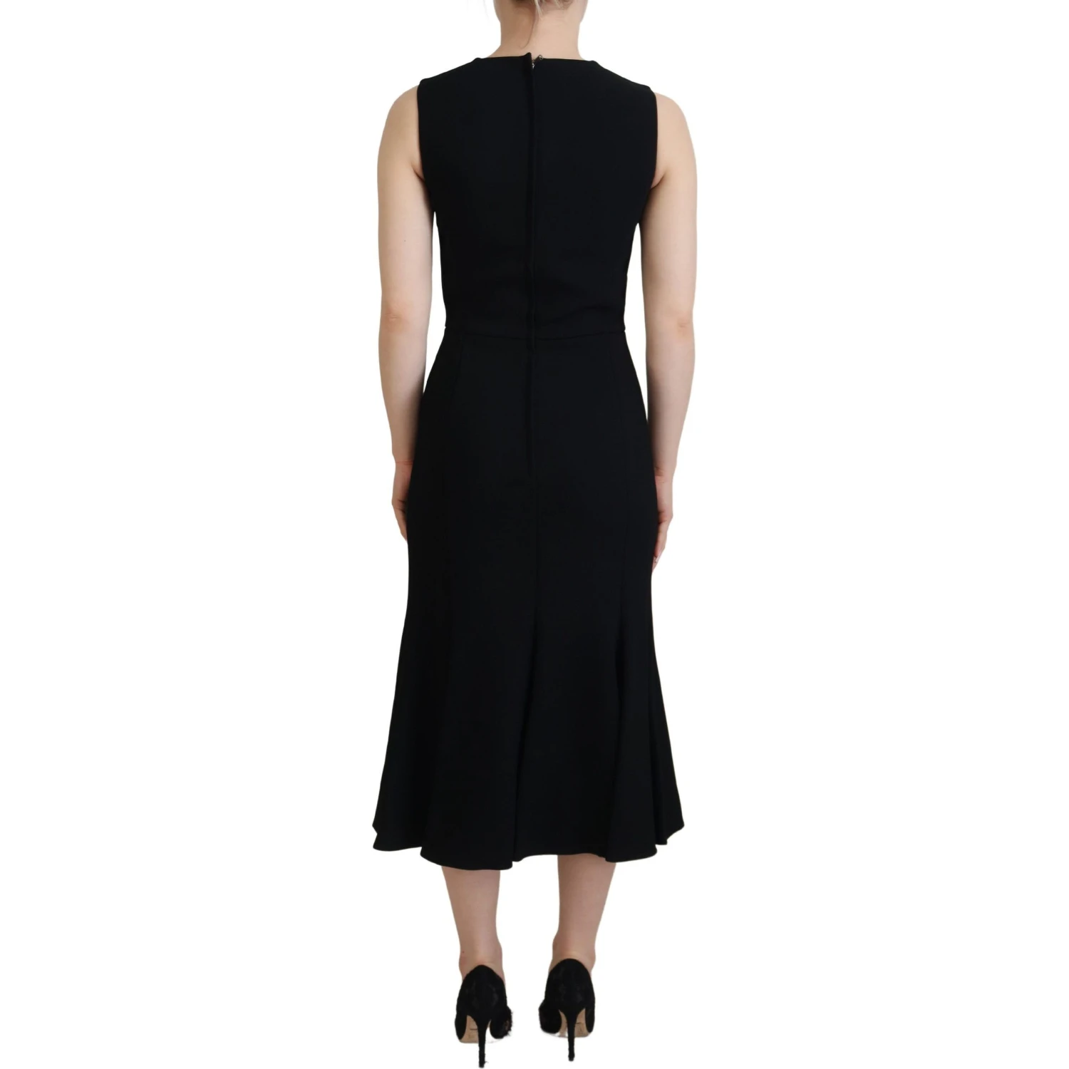 Black Dress Sheath Flare Viscose Dress
