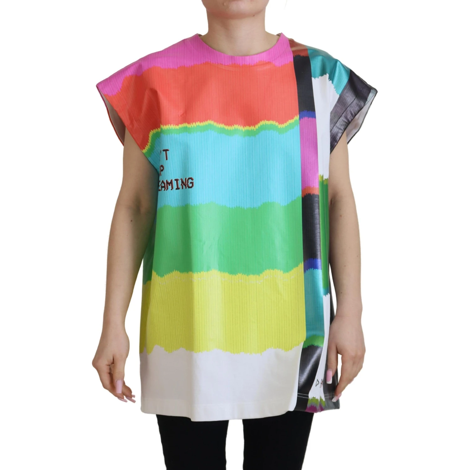 Multicolor TV Print Blouse Cotton  T-shirt