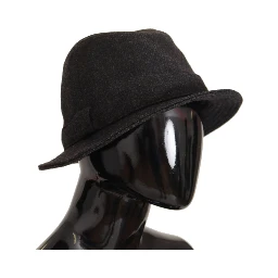 Gray Virgin Wool Logo Fedora Trilby Cappello Hat