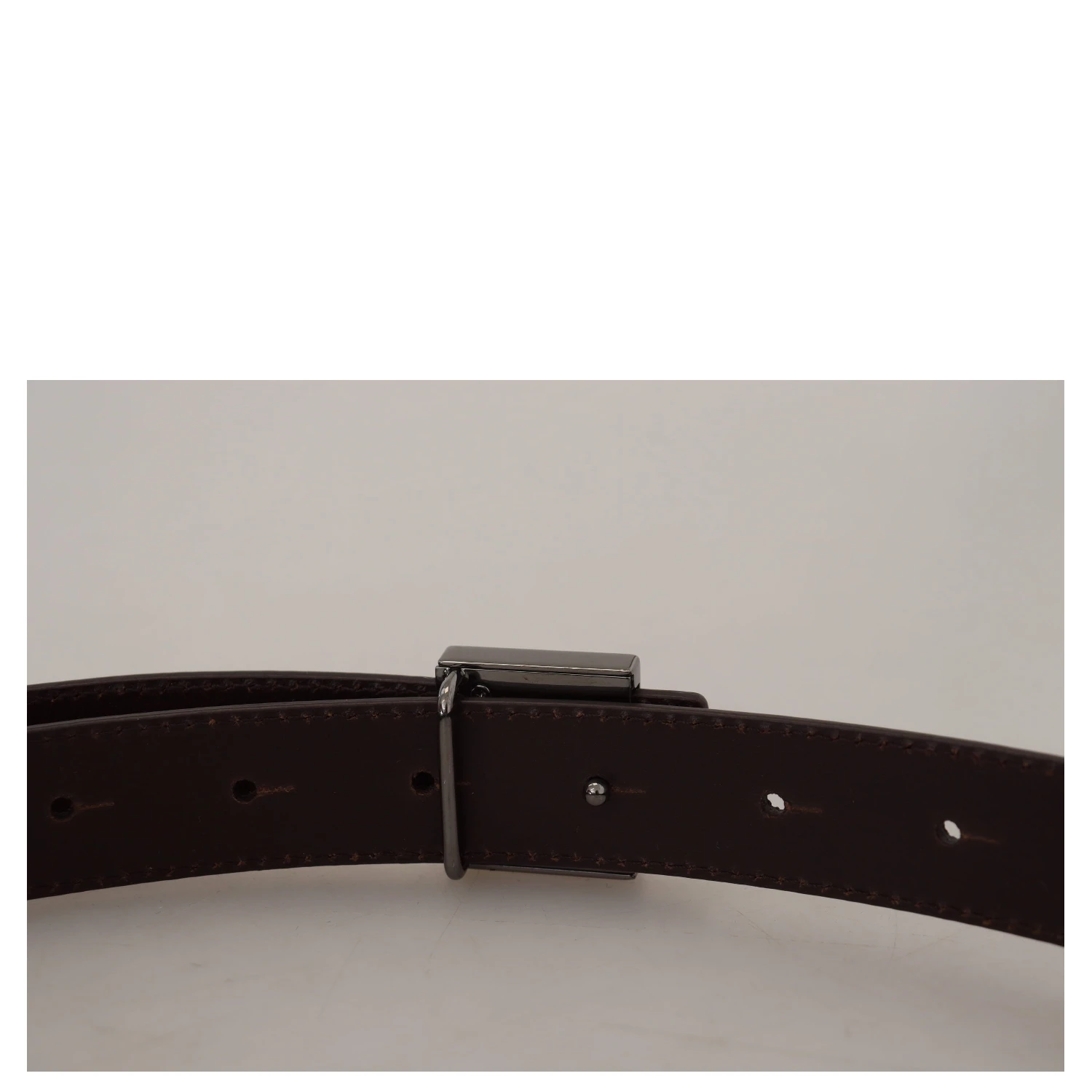 Gold Leather Silver Square Metal Buckle Belt