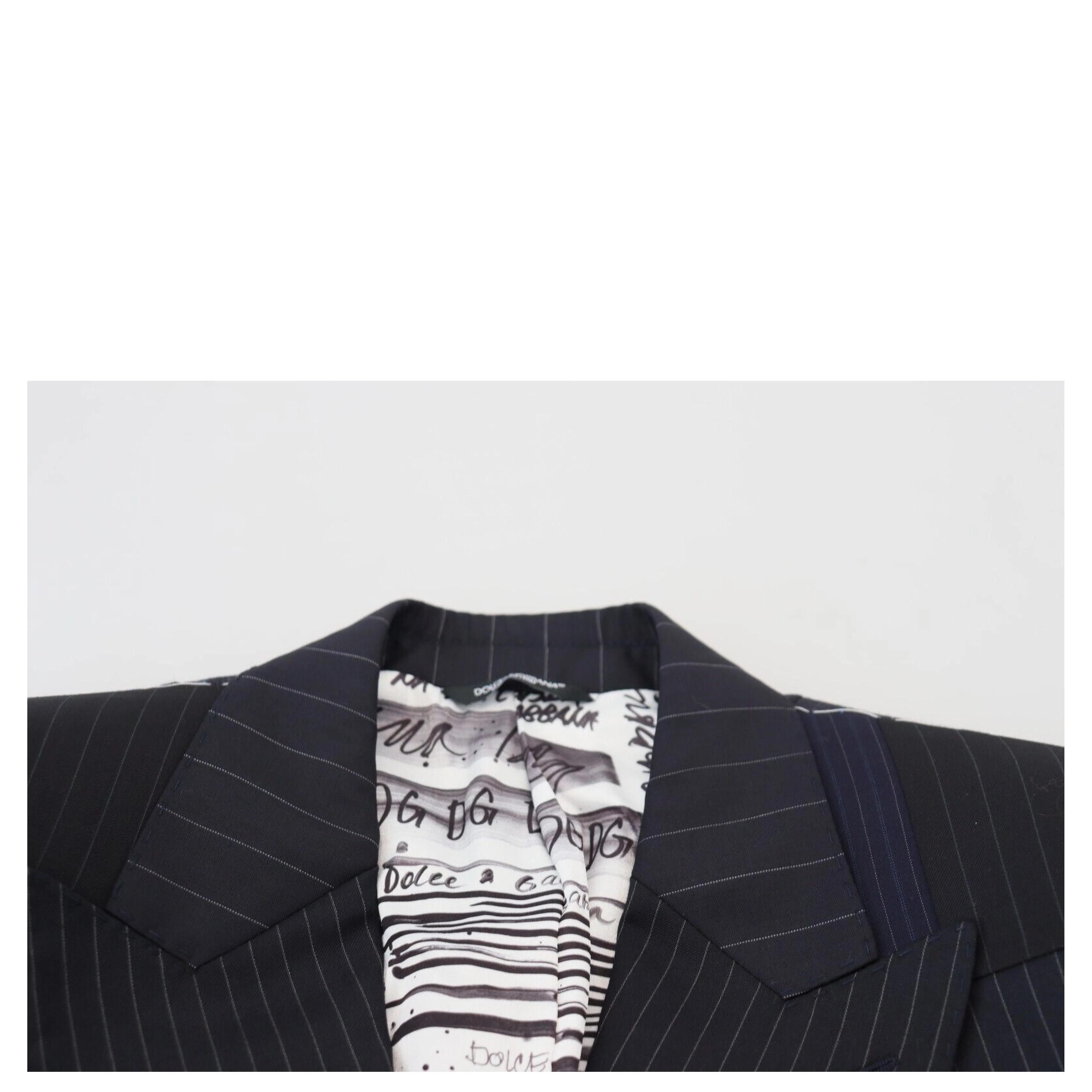 Blue Wool Patchwork Double Breasted Blazer