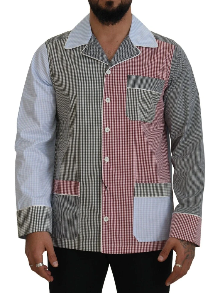 Multicolor Patchwork Cotton Long Sleeves Shirt