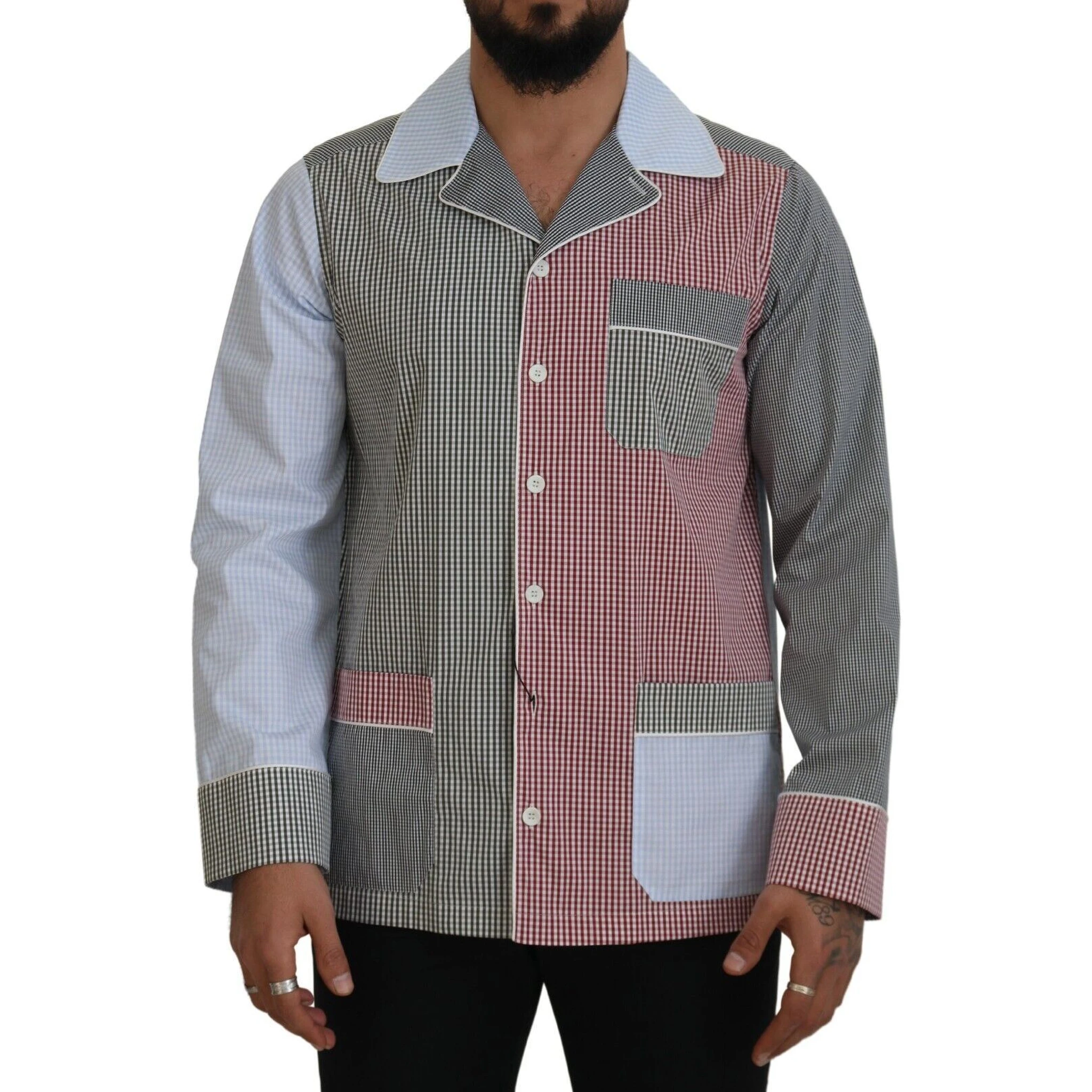 Multicolor Patchwork Cotton Long Sleeves Shirt