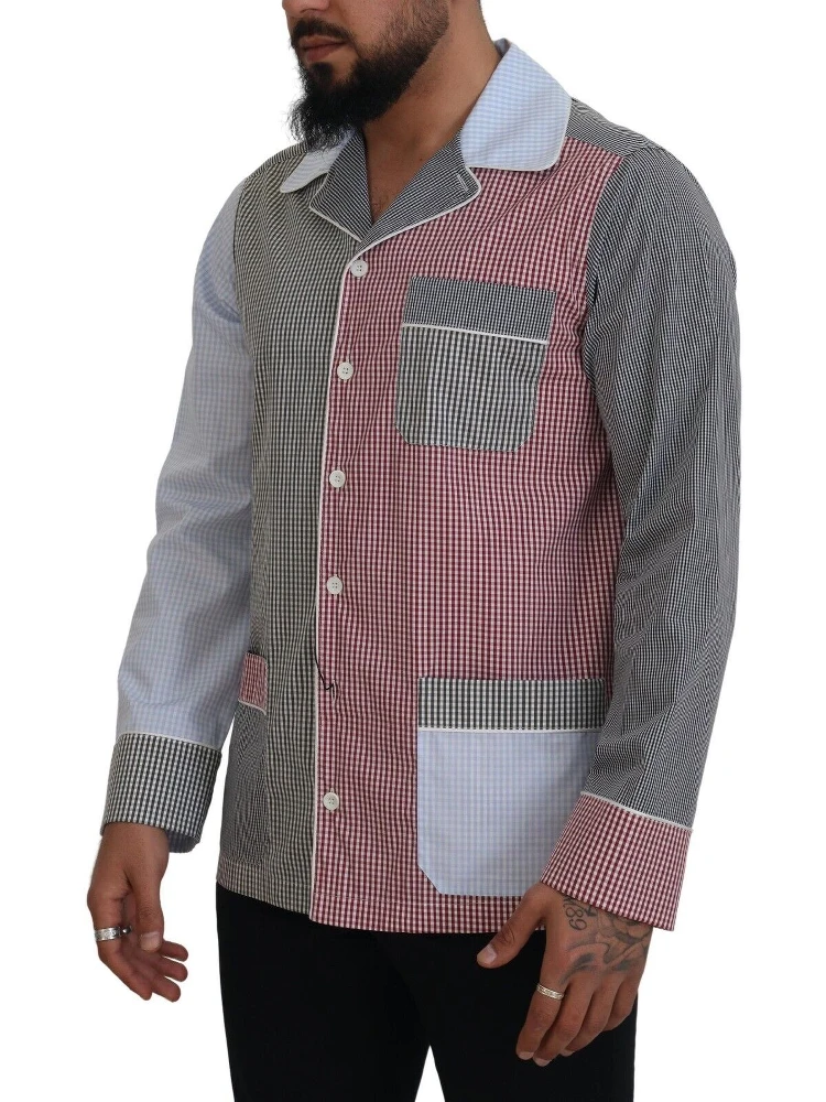 Multicolor Patchwork Cotton Long Sleeves Shirt alternative