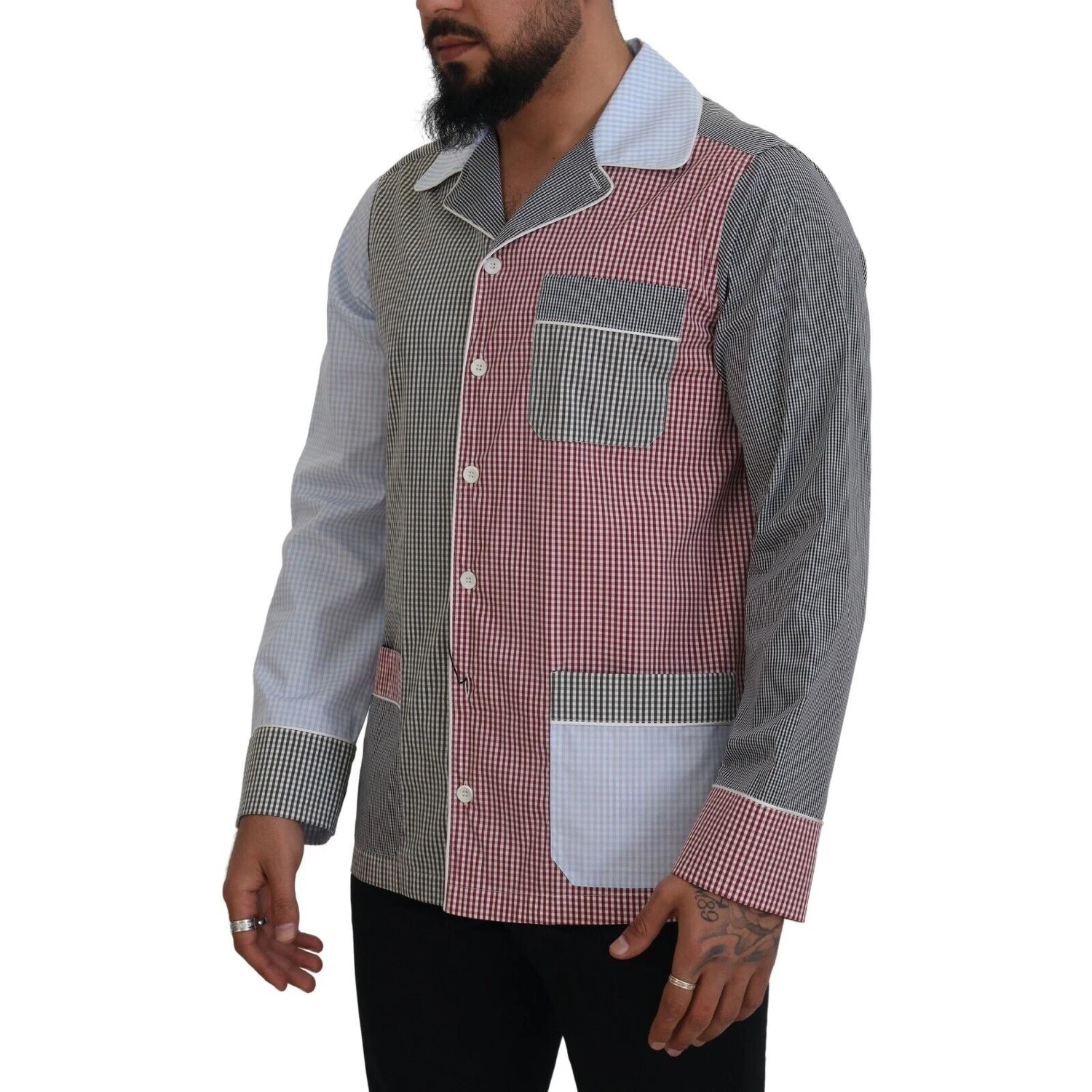 Multicolor Patchwork Cotton Long Sleeves Shirt