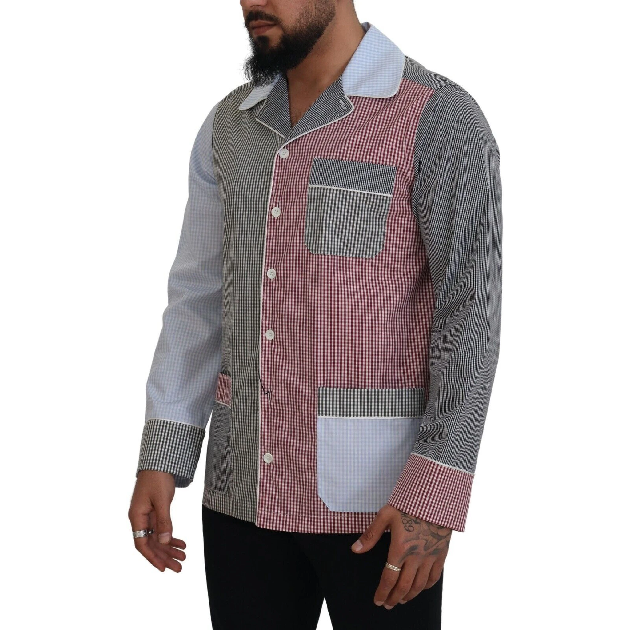 Multicolor Patchwork Cotton Long Sleeves Shirt