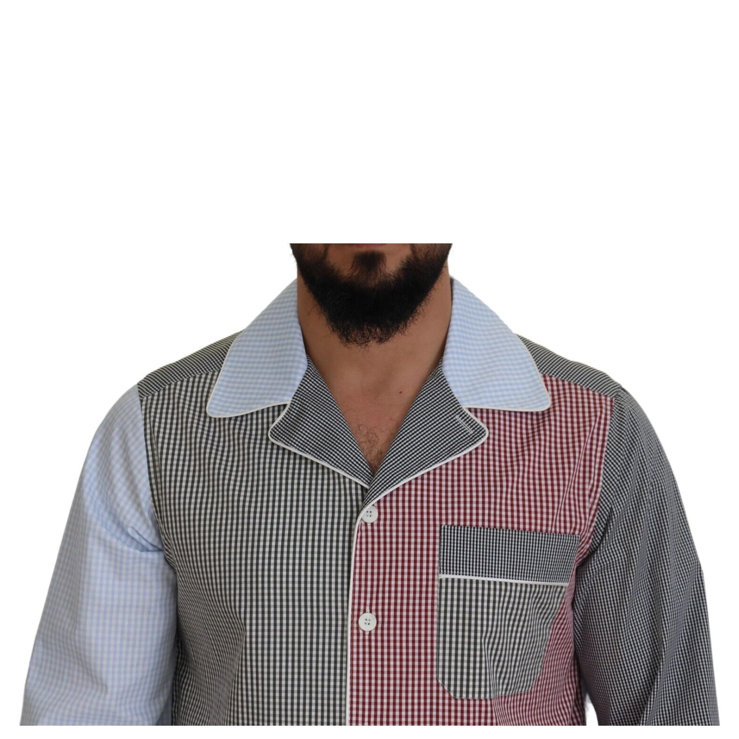 Multicolor Patchwork Cotton Long Sleeves Shirt