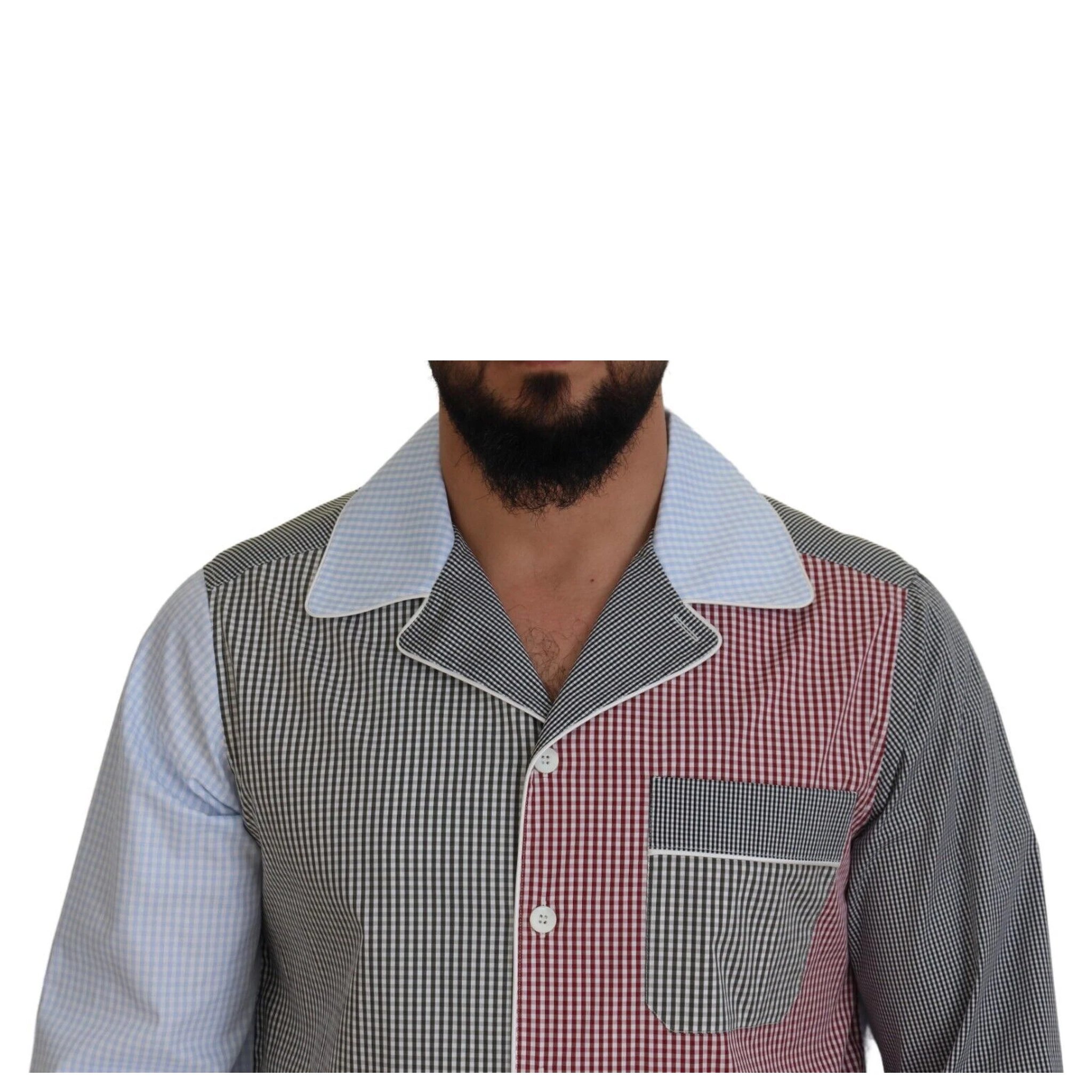 Multicolor Patchwork Cotton Long Sleeves Shirt