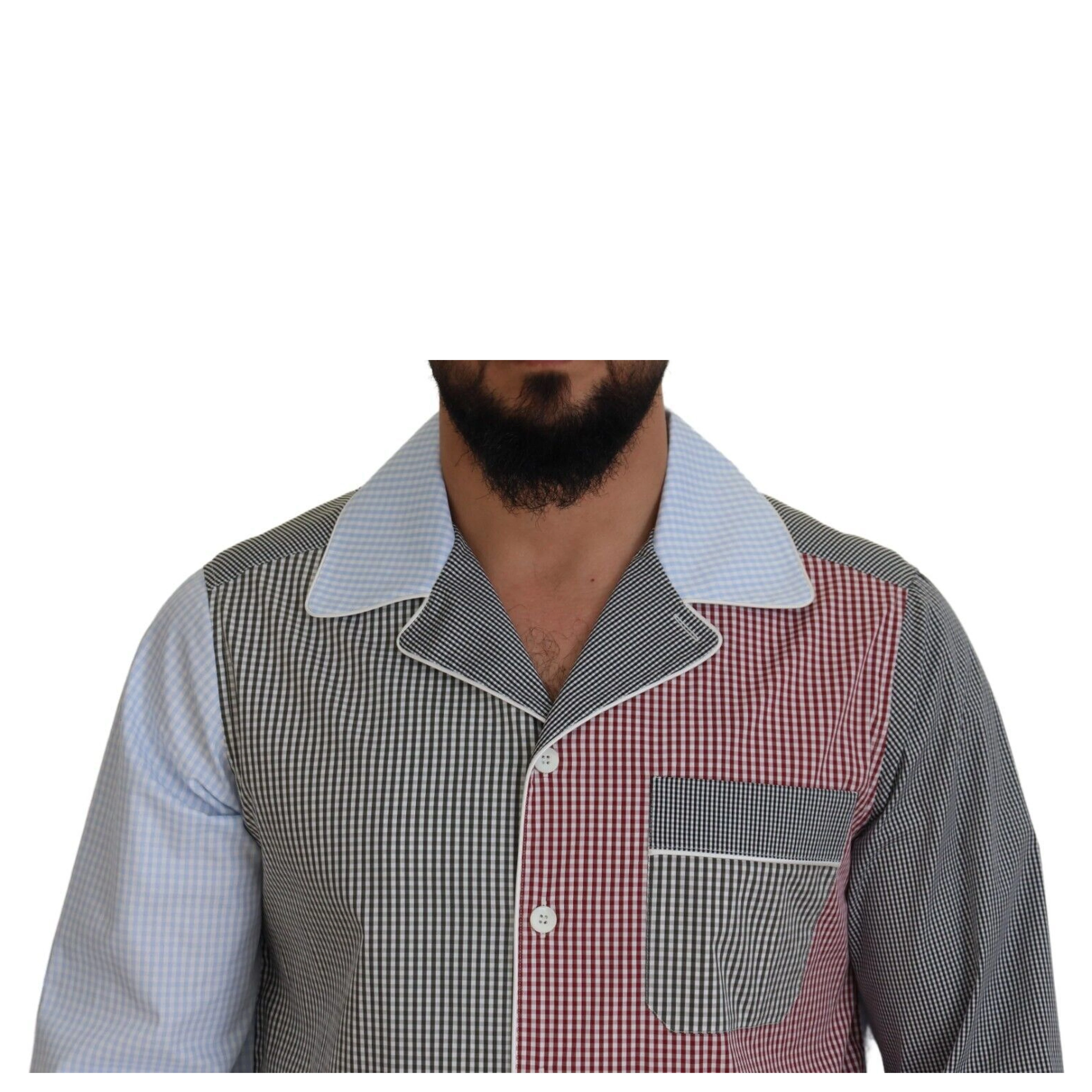 Multicolor Patchwork Cotton Long Sleeves Shirt