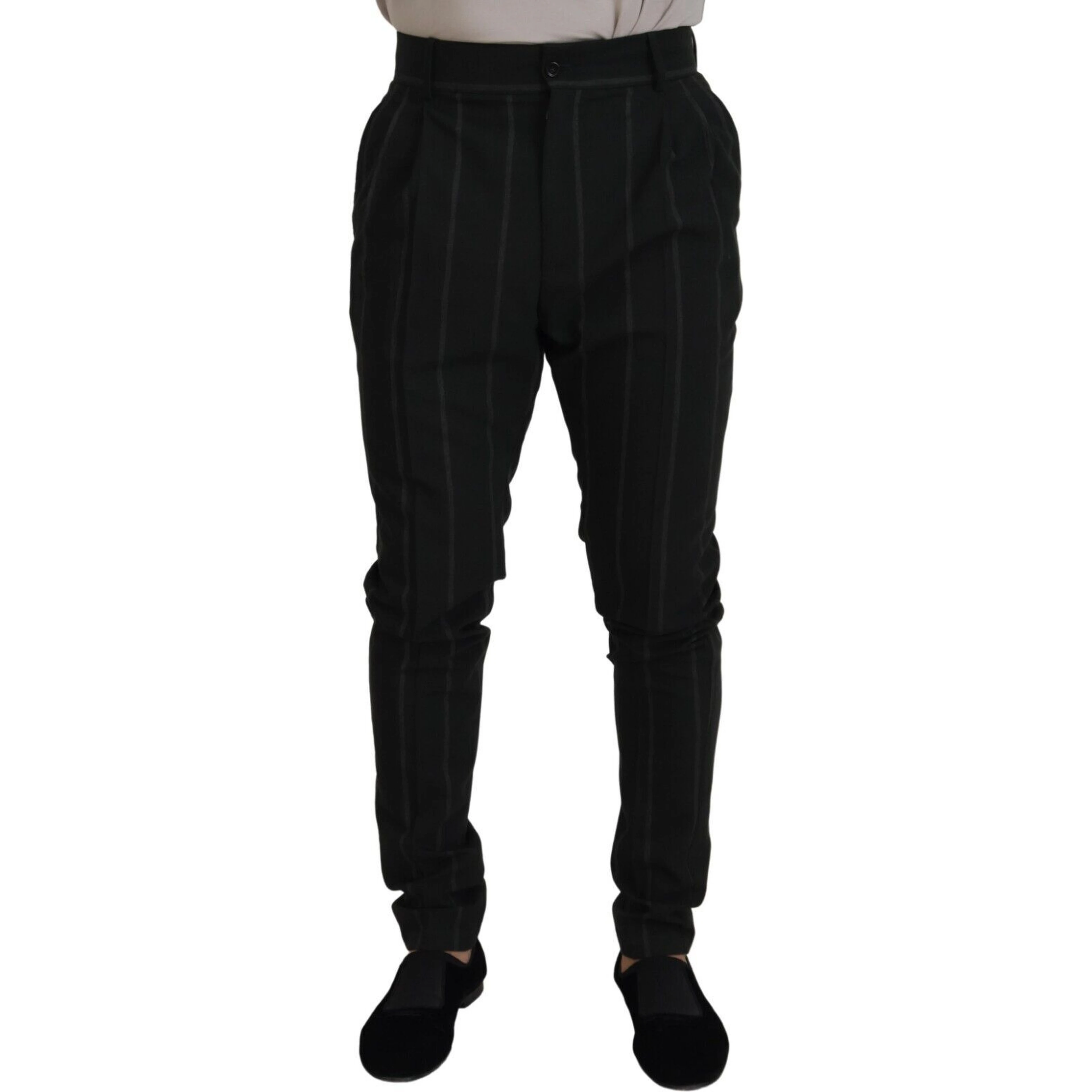 Black Striped Men Trousers Cotton Pants
