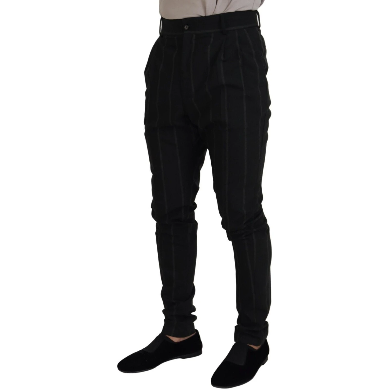 Black Striped Men Trousers Cotton Pants