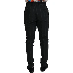 Black Striped Men Trousers Cotton Pants