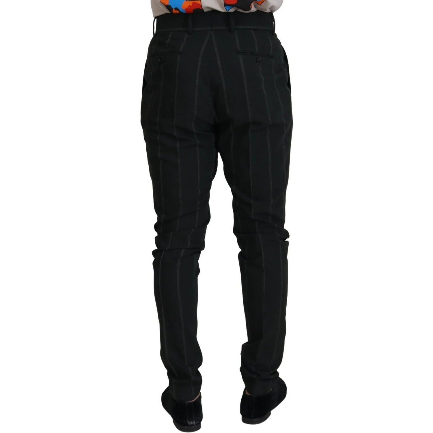 Black Striped Men Trousers Cotton Pants