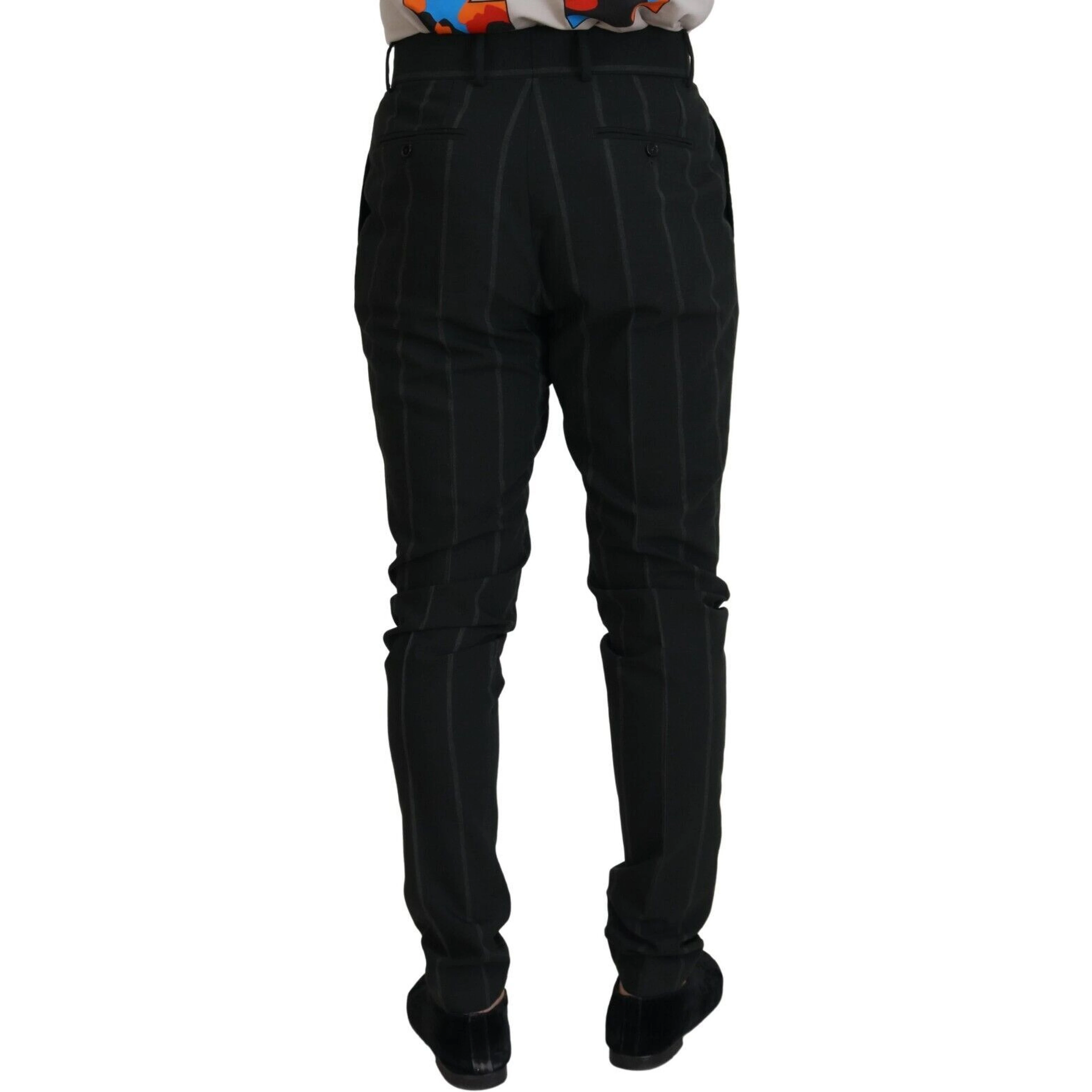 Black Striped Men Trousers Cotton Pants